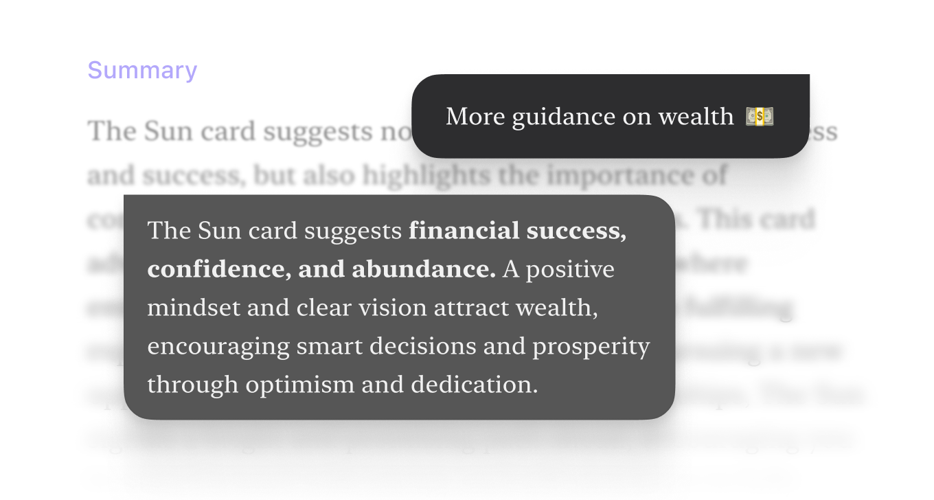 Ask follow-up question and get more tarot insights.